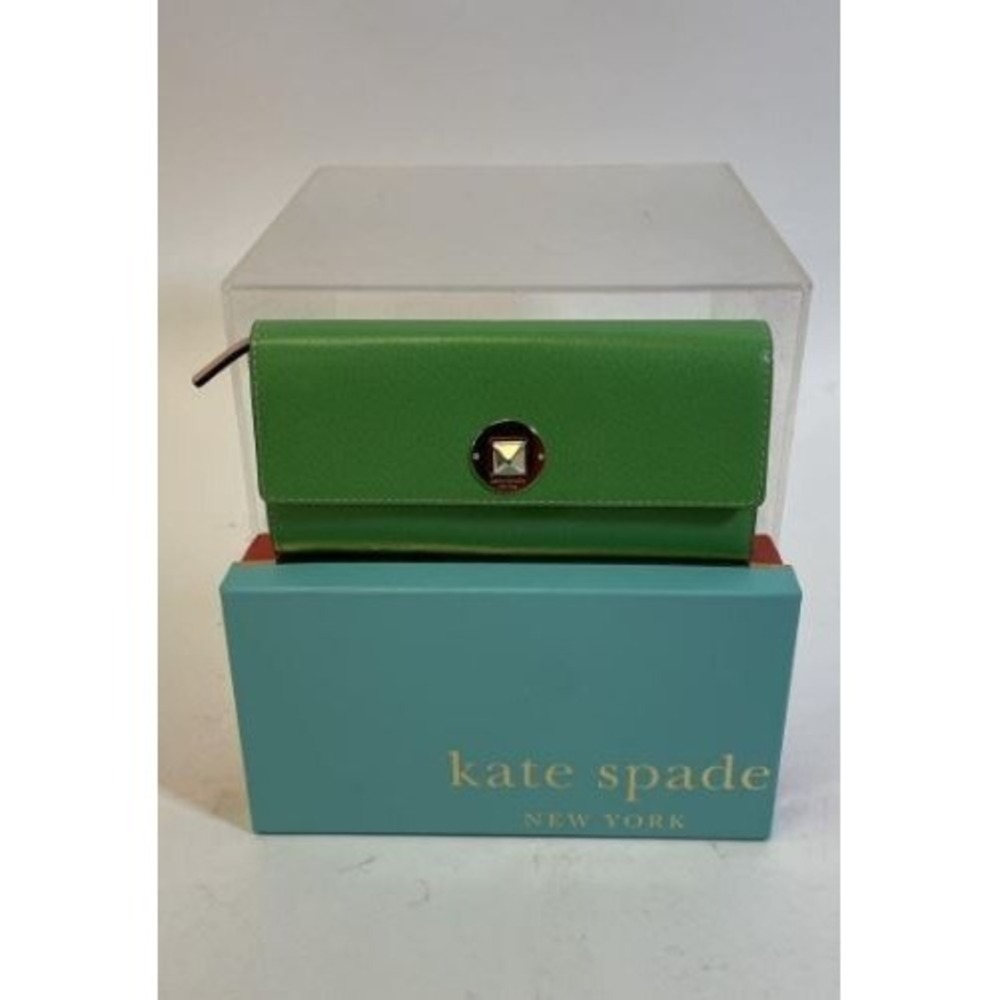 Kate Spade Cyndy Grand Street Wallet Green Turn Lock w/ Box Leather Clutch